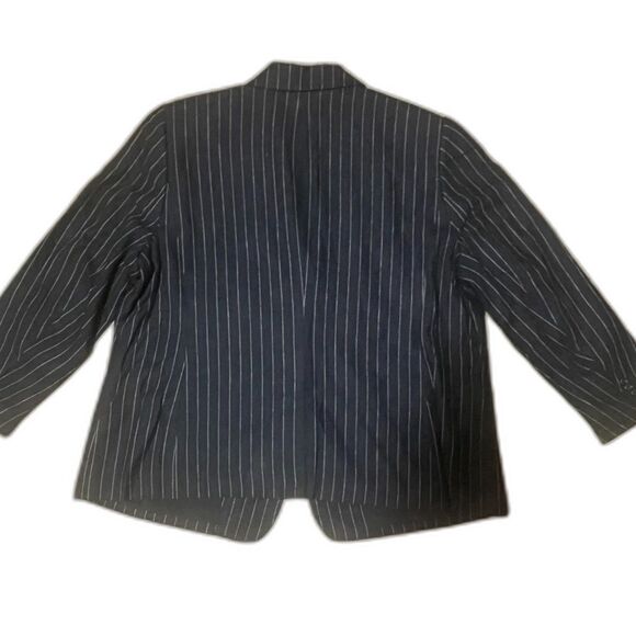 Lauren Ralph Lauren 22W Black Pinstripe Linen Blazer NWT $265 Career Jacket - Picture 4 of 12